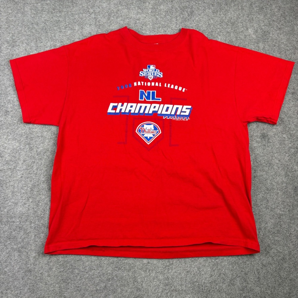 Delta T Shirt Mens XL Red 2008 World Series Philadelphia Phillies NL Champions